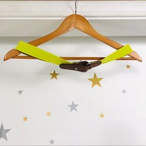 Neon yellow stretch belt w brown leather small/med